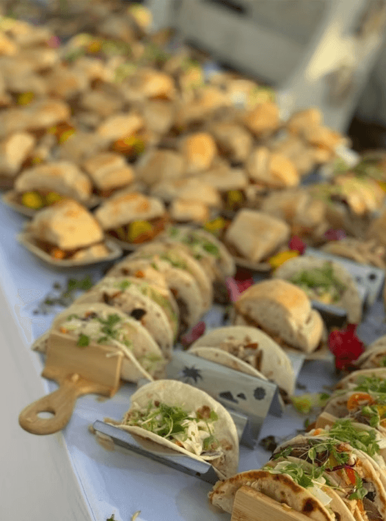 Image of tacos and sliders for catering